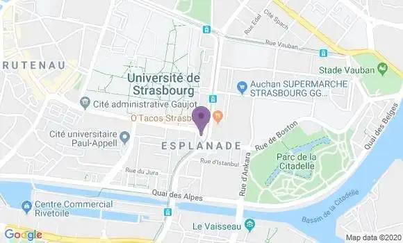Localisation Banque Populaire Agence de Strasbourg Esplanade