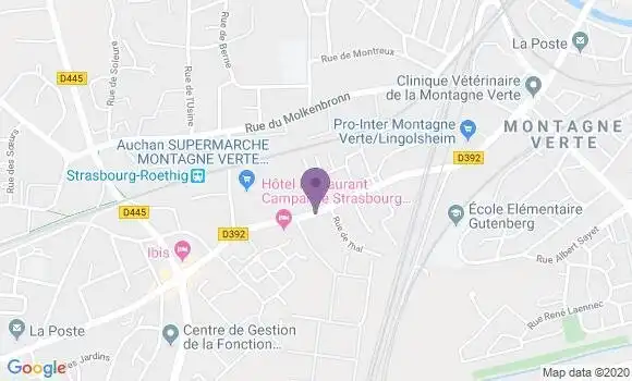 Localisation Banque Populaire Agence de Strasbourg Montagne Verte
