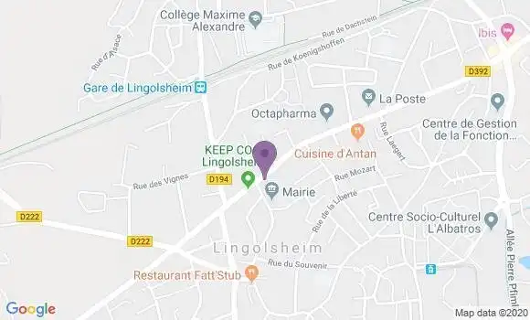 Localisation Banque Populaire Agence de Lingolsheim