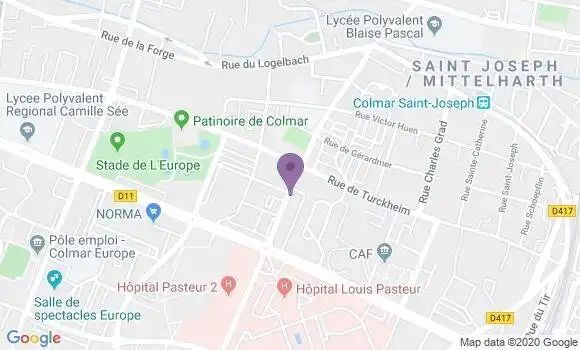 Localisation Banque Populaire Agence de Colmar Pasteur