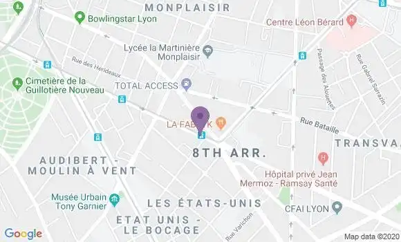 Localisation Banque Populaire Agence de Lyon Bachut