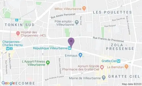 Localisation Banque Populaire Agence de Villeurbanne République