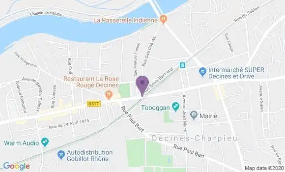 Localisation Banque Populaire Agence de Decines Charpieu