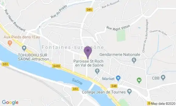 Localisation Banque Populaire Agence de Fontaines sur Saône