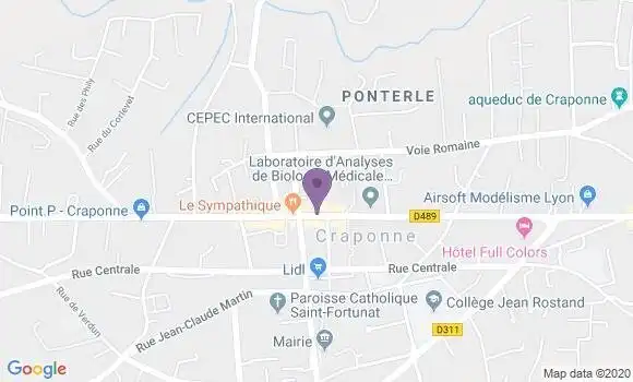 Localisation Banque Populaire Agence de Craponne