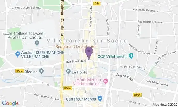 Localisation Banque Populaire Agence de Villefranche sur Saône Nord