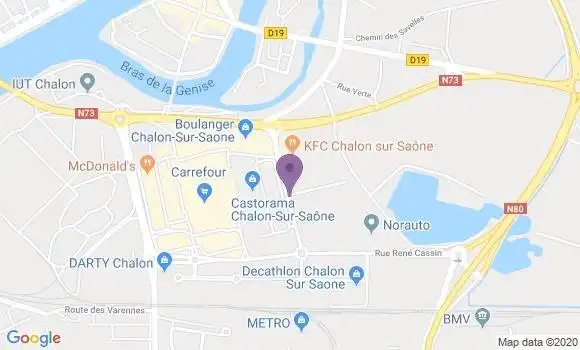 Localisation Banque Populaire Agence de Châalon sur Saône Sud