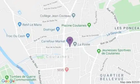 Localisation Banque Populaire Agence de Coulaines
