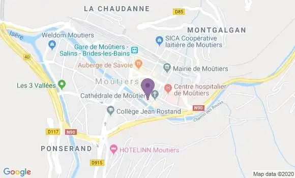 Localisation Banque Populaire Agence de Moutiers