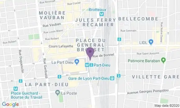 Localisation LCL Agence de Lyon Part Dieu
