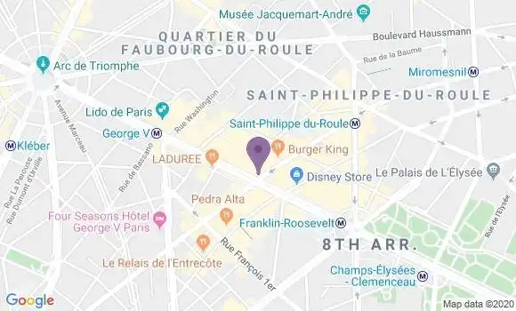 Localisation Banque Populaire Agence de Paris Champs Elysées
