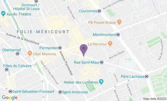 Localisation Banque Populaire Agence de Paris Menilmontant