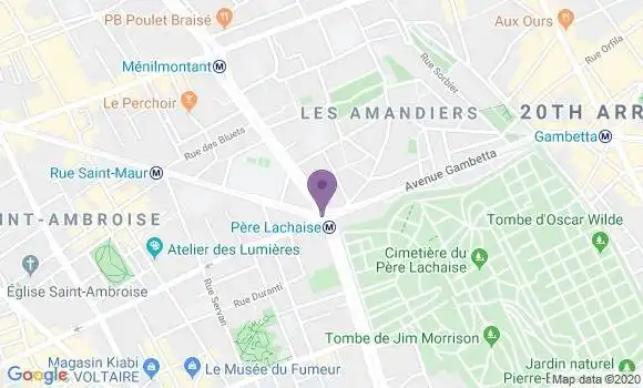 Localisation Banque Populaire Agence de Paris Pere Lachaise