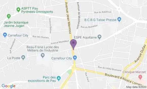 Localisation LCL Agence de Pau Mermoz