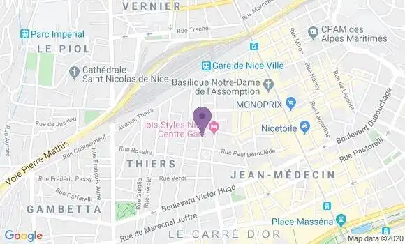 Localisation LCL Agence de Nice Mozart