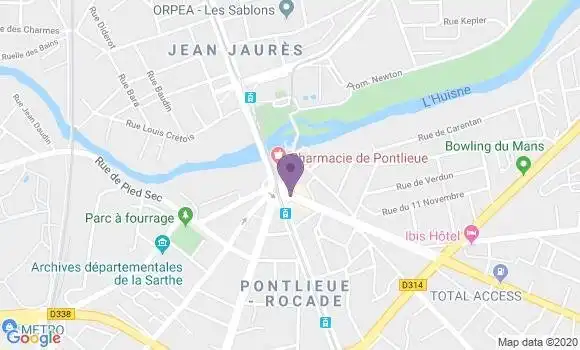 Localisation LCL Agence de Le Mans Pontlieue
