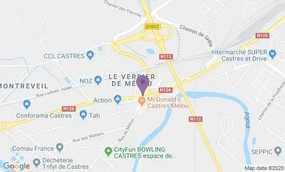 Localisation Banque Populaire Agence de Castres Melou