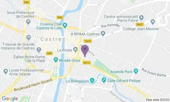 Localisation Banque Populaire Agence de Castres Soult
