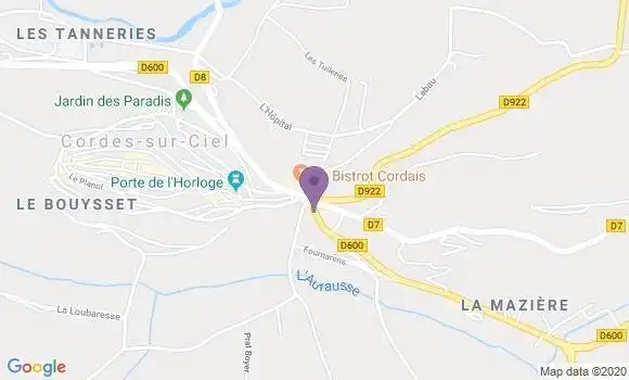 Localisation Banque Populaire Agence de Cordes