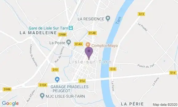 Localisation Banque Populaire Agence de Lisle sur Tarn