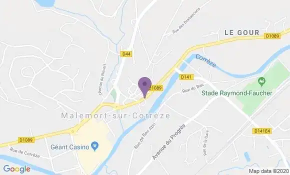 Localisation LCL Agence de Malemort sur Corrèze