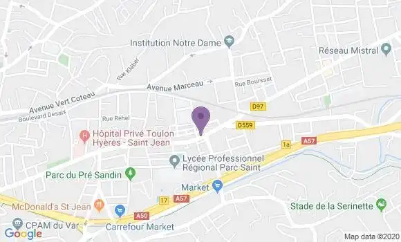 Localisation Banque Populaire Agence de Toulon Saint Jean du Var