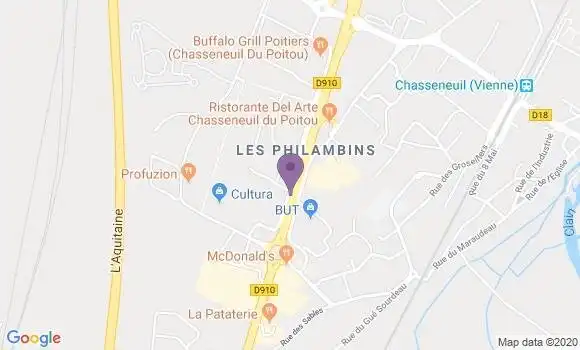 Localisation Banque Populaire Agence de Chasseneuil du Poitou