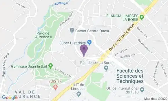 Localisation Banque Populaire Agence de Limoges l