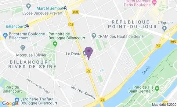 Localisation LCL Agence de Boulogne Billancourt Point du Jour
