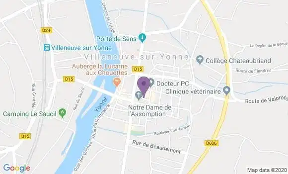 Localisation Banque Populaire Agence de Villeneuve sur Yonne