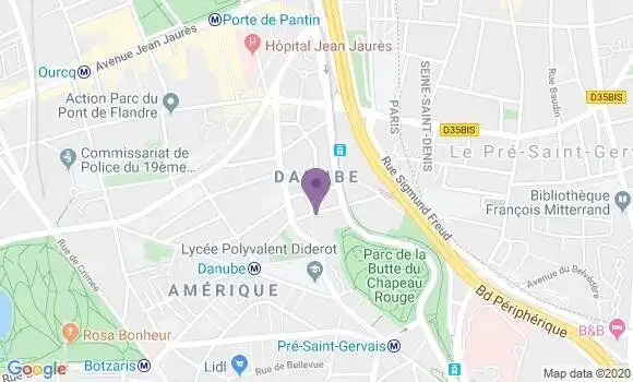 Localisation LCL Agence de Paris Danube
