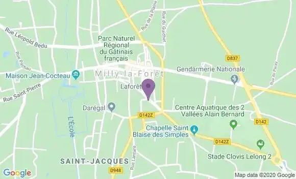 Localisation Banque Populaire Agence de Milly la Forêt