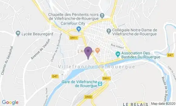 Localisation Société Générale Agence de Villefranche de Rouergue