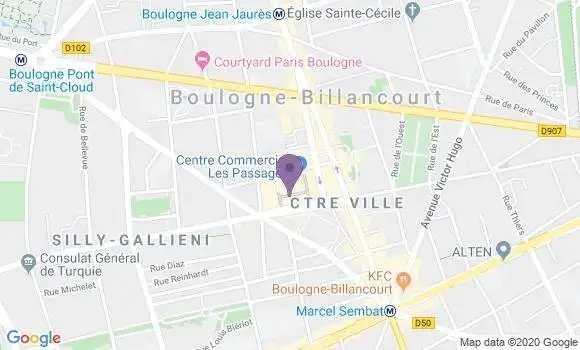 Localisation Banque Populaire Agence de Boulogne Billancourt Hôtel de Ville