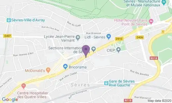 Localisation Banque Populaire Agence de Sèvres