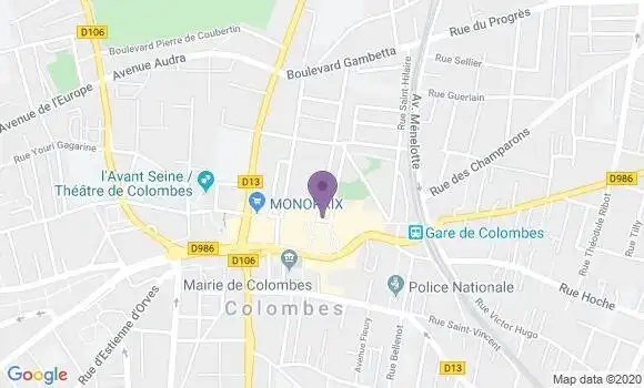 Localisation Banque Populaire Agence de Colombes Hôtel de Ville