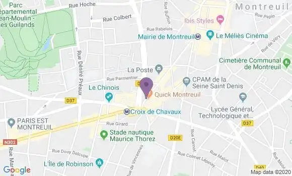 Localisation Banque Populaire Agence de Montreuil Croix de Chavaux