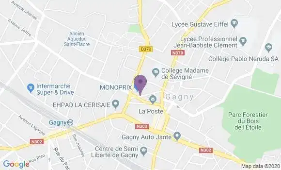 Localisation Banque Populaire Agence de Gagny