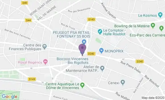 Localisation Banque Populaire Agence de Vincennes Rigollots