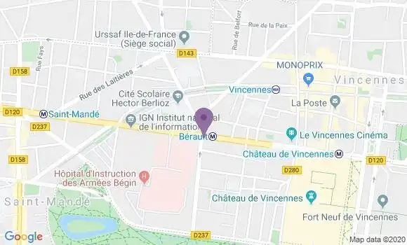 Localisation Banque Populaire Agence de Vincennes Berault