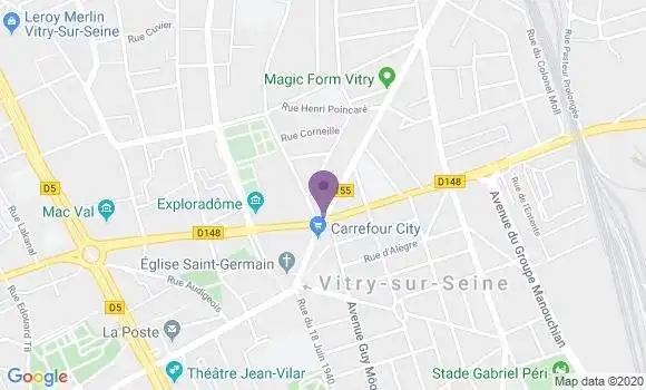 Localisation Banque Populaire Agence de Vitry sur Seine Eglise