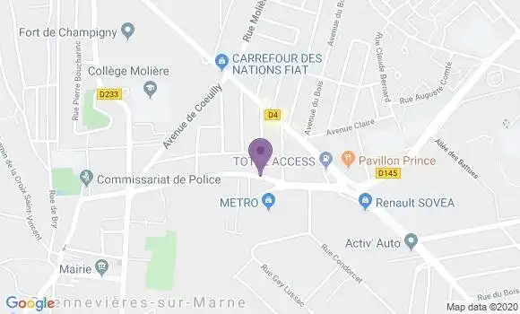 Localisation Banque Populaire Agence de Chennevières sur Marne