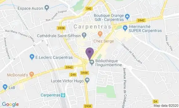 Localisation Crédit Agricole Agence de Carpentras