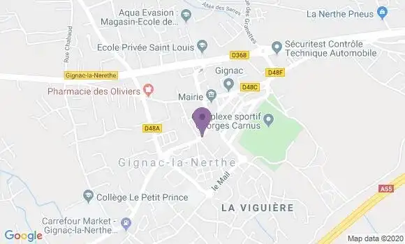 Localisation Crédit Agricole Agence de Gignac la Nerthe