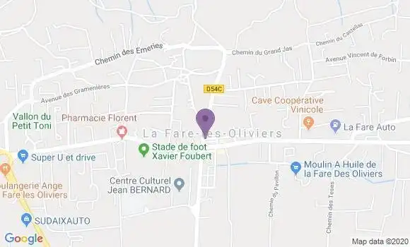Localisation Crédit Agricole Agence de La Fare les Oliviers