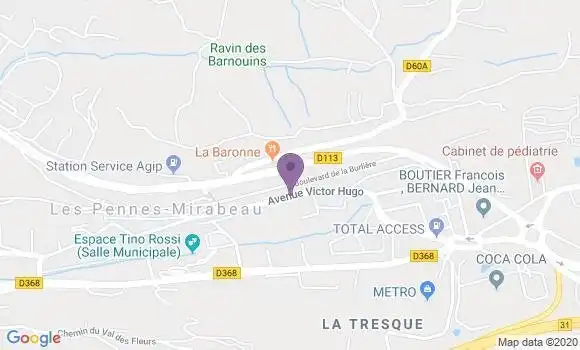 Localisation Crédit Agricole Agence de Les Pennes Mirabeau