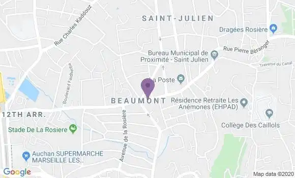 Localisation Crédit Agricole Agence de Marseille Beaumont Saint Julien
