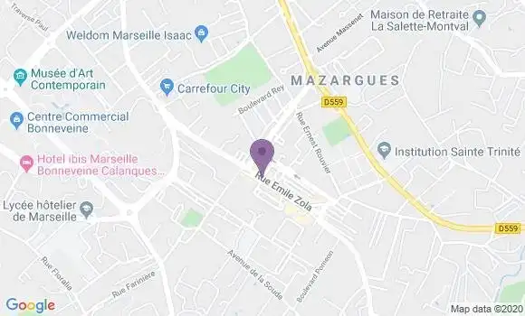 Localisation Crédit Agricole Agence de Marseille Mazargues