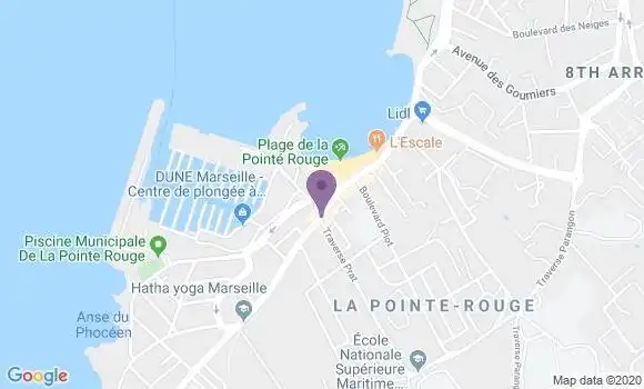 Localisation Crédit Agricole Agence de Marseille Pointe Rouge