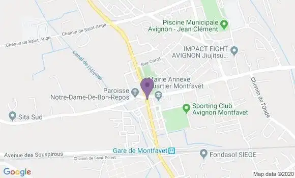 Localisation Crédit Agricole Agence de Montfavet